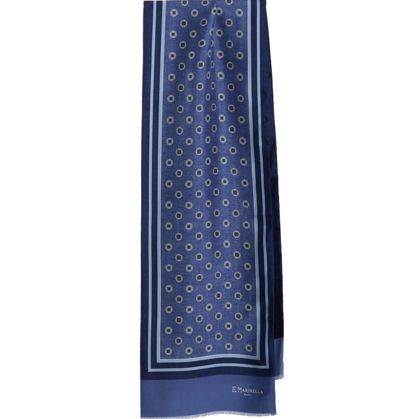 E.Marinella SCIARPA TUBOLARE BLU IN SETA TWILL Classic daisy Sale