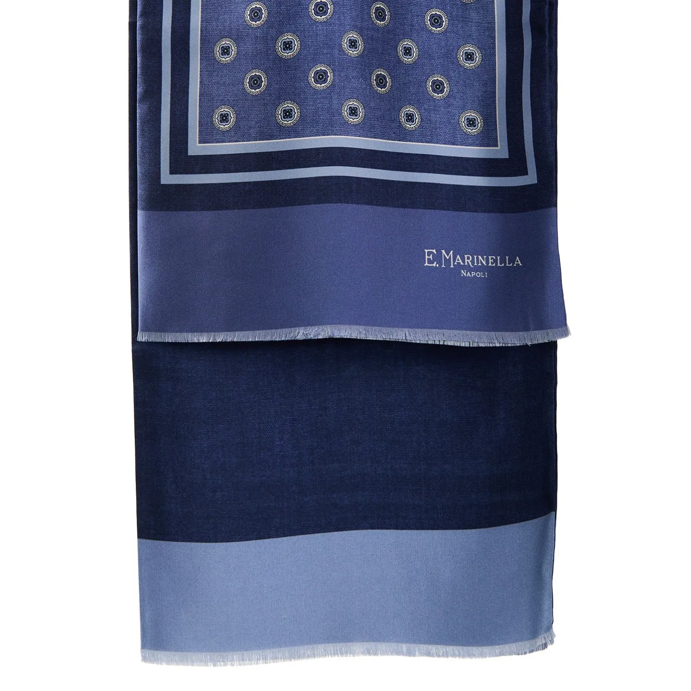 E.Marinella SCIARPA TUBOLARE BLU IN SETA TWILL Classic daisy Sale