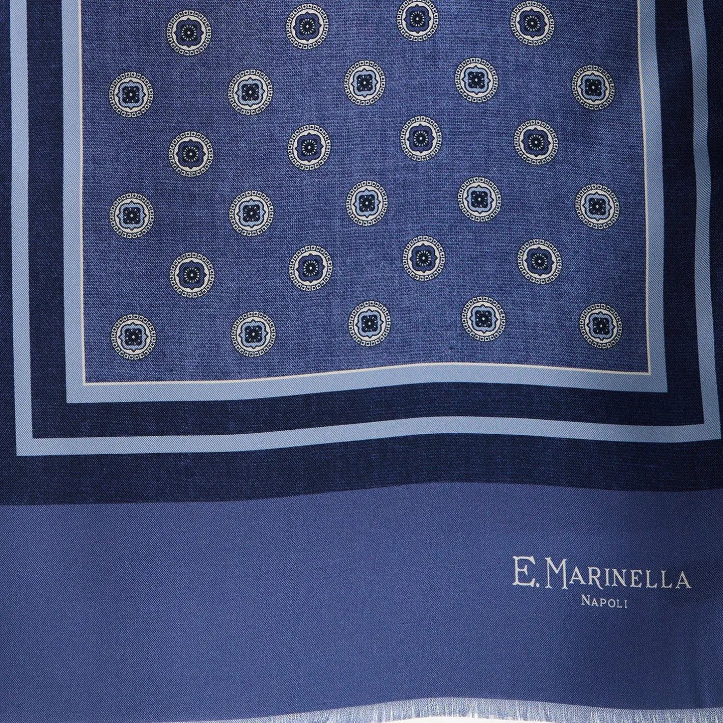 E.Marinella SCIARPA TUBOLARE BLU IN SETA TWILL Classic daisy Sale