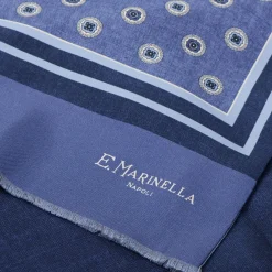 E.Marinella SCIARPA TUBOLARE BLU IN SETA TWILL Classic daisy Sale