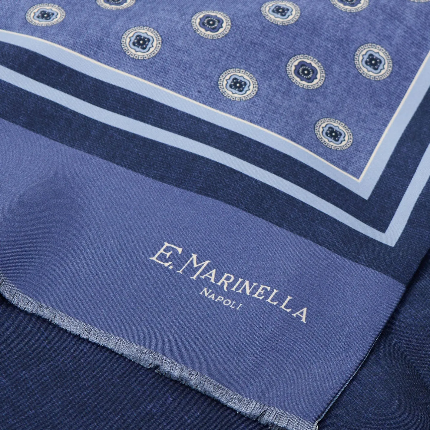 E.Marinella SCIARPA TUBOLARE BLU IN SETA TWILL Classic daisy Sale