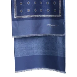 E.Marinella SCIARPA TUBOLARE BLU IN SETA TWILL Classic daisy New