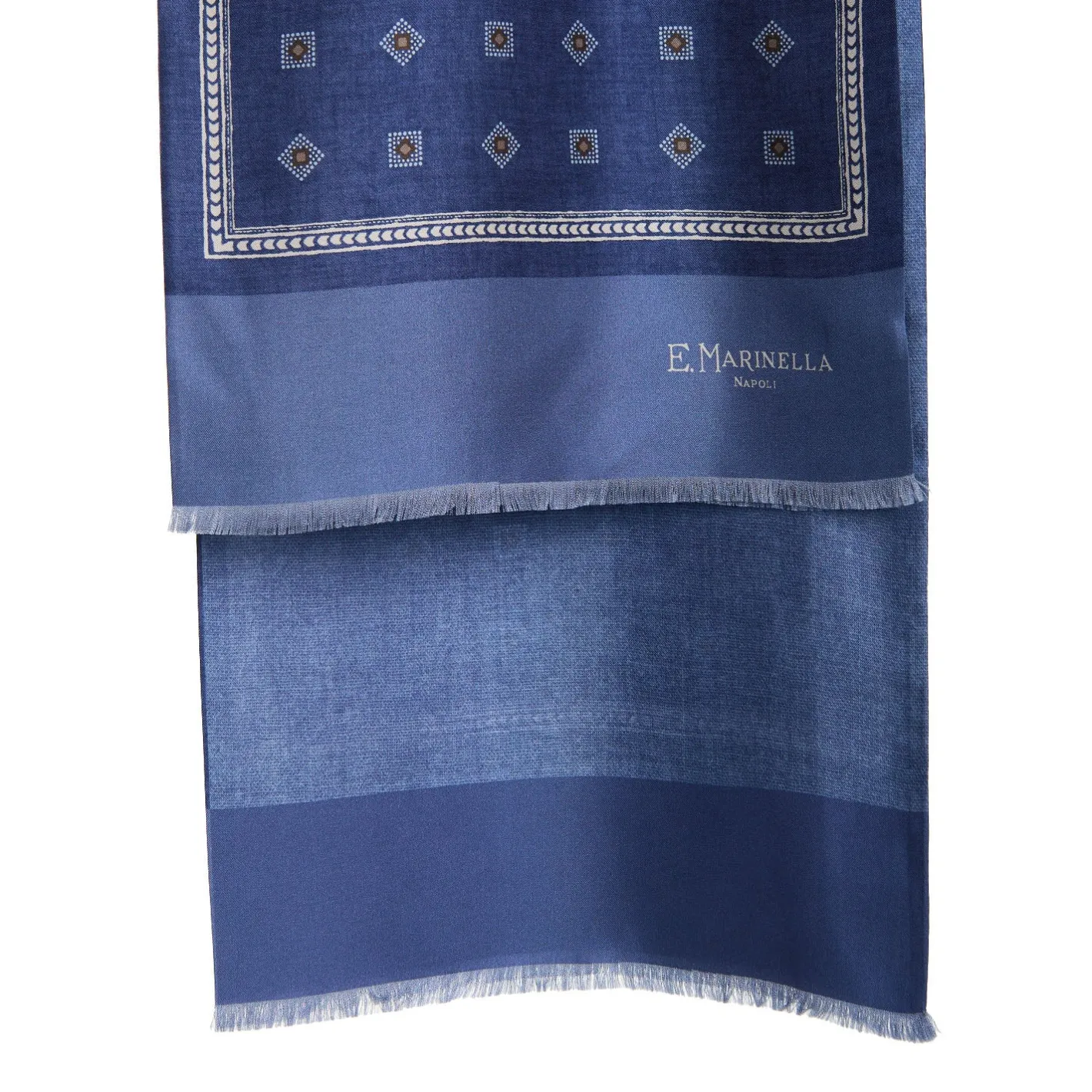 E.Marinella SCIARPA TUBOLARE BLU IN SETA TWILL Classic daisy New