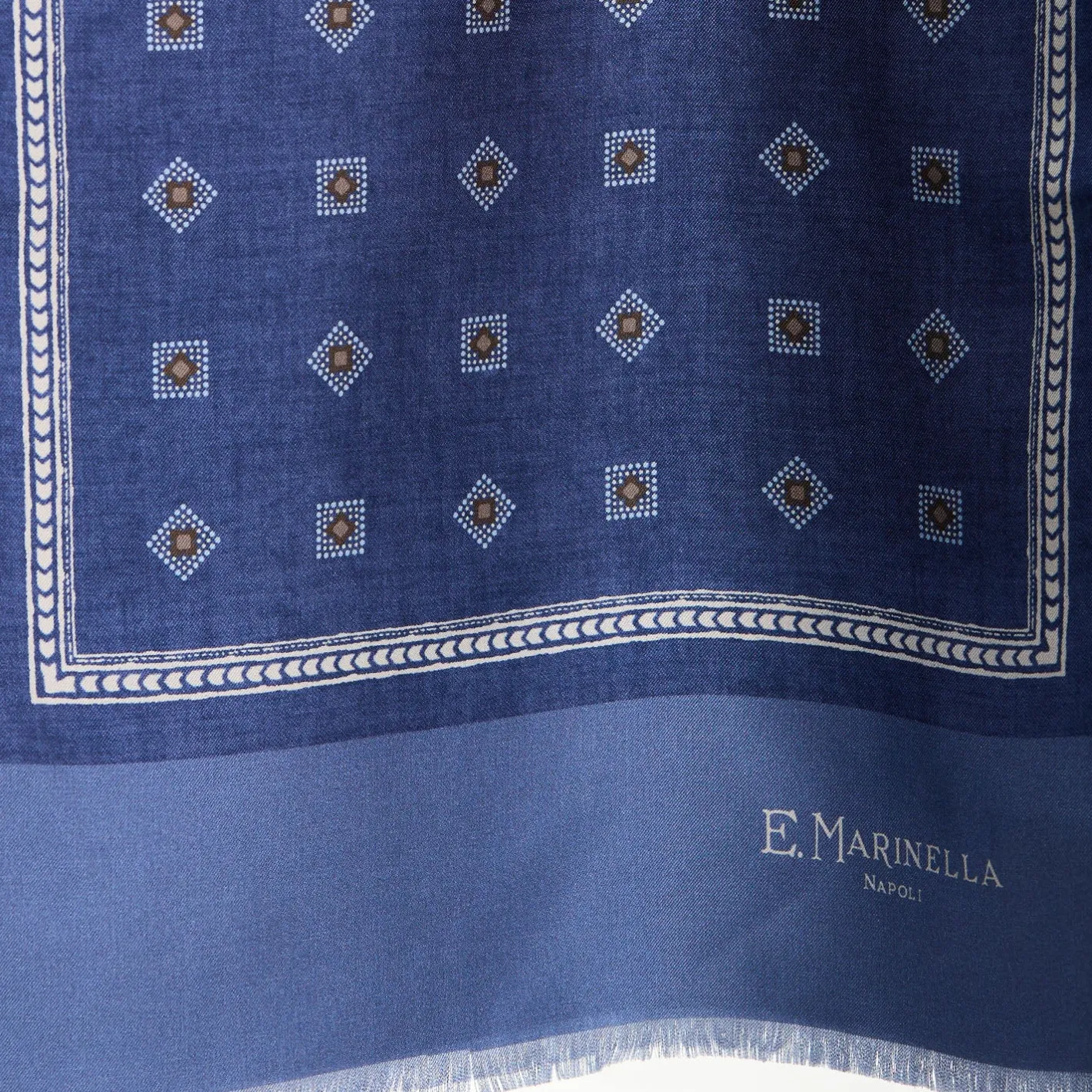 E.Marinella SCIARPA TUBOLARE BLU IN SETA TWILL Classic daisy New