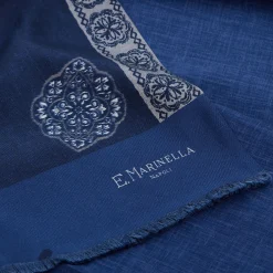 E.Marinella SCIARPA TUBOLARE BLU SCURO IN SETA TWILL Classic daisy Best