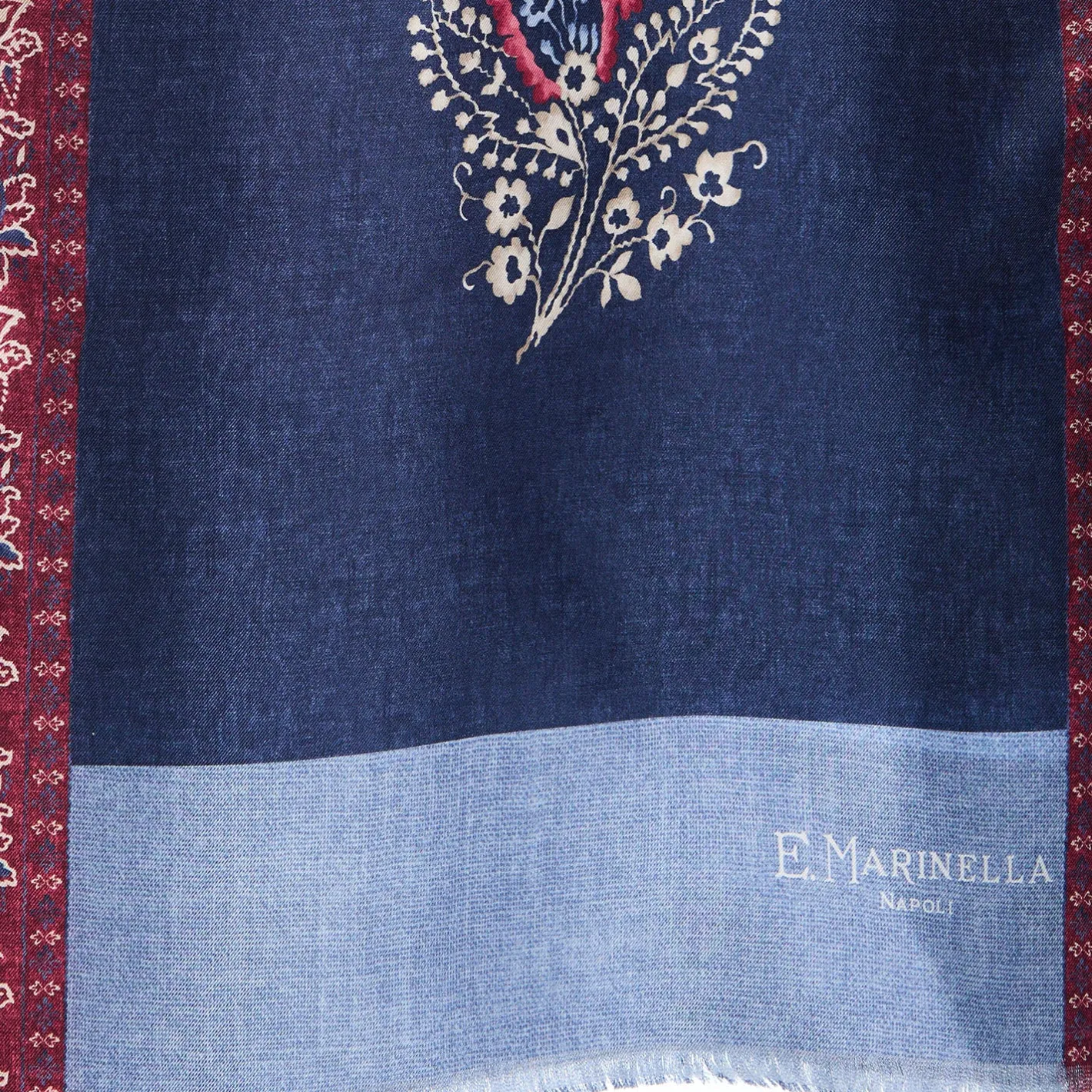 E.Marinella SCIARPA TUBOLARE BLU SCURO IN SETA TWILL Paisley pattern Clearance
