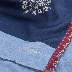 E.Marinella SCIARPA TUBOLARE BLU SCURO IN SETA TWILL Paisley pattern Clearance
