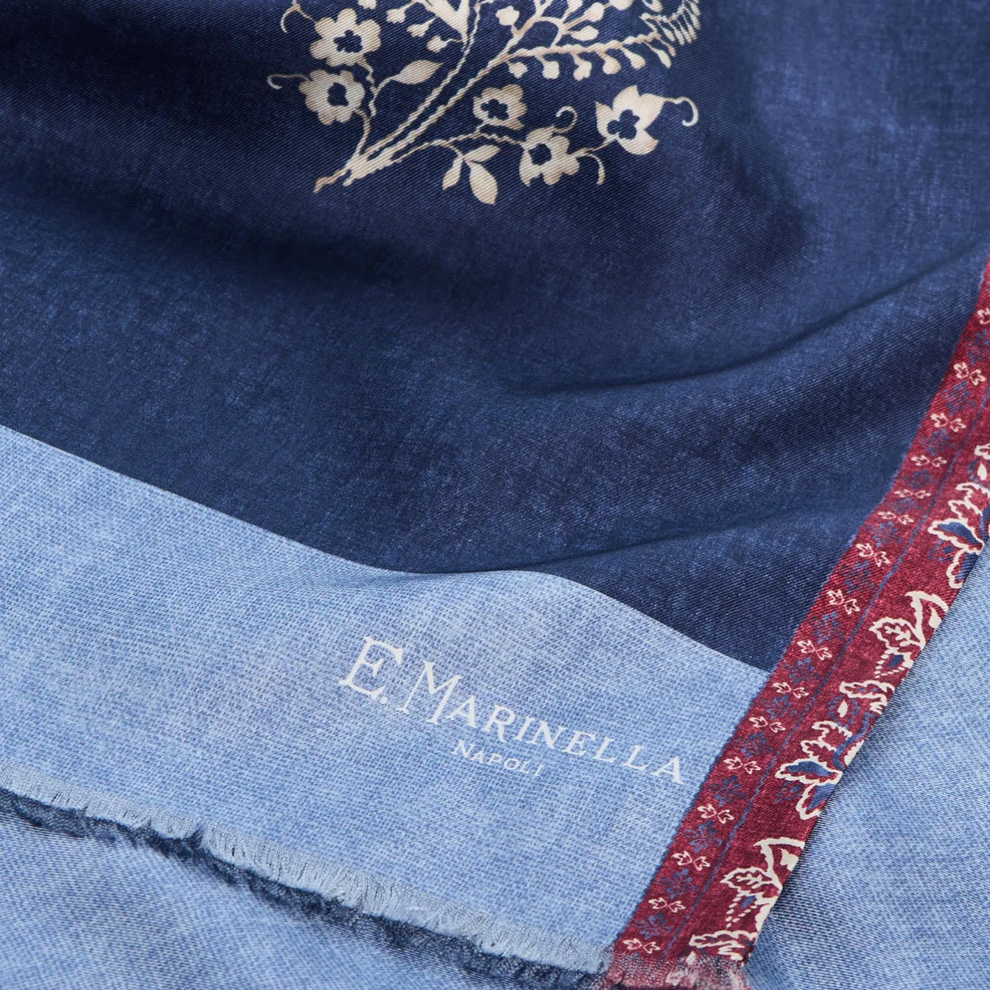 E.Marinella SCIARPA TUBOLARE BLU SCURO IN SETA TWILL Paisley pattern Clearance