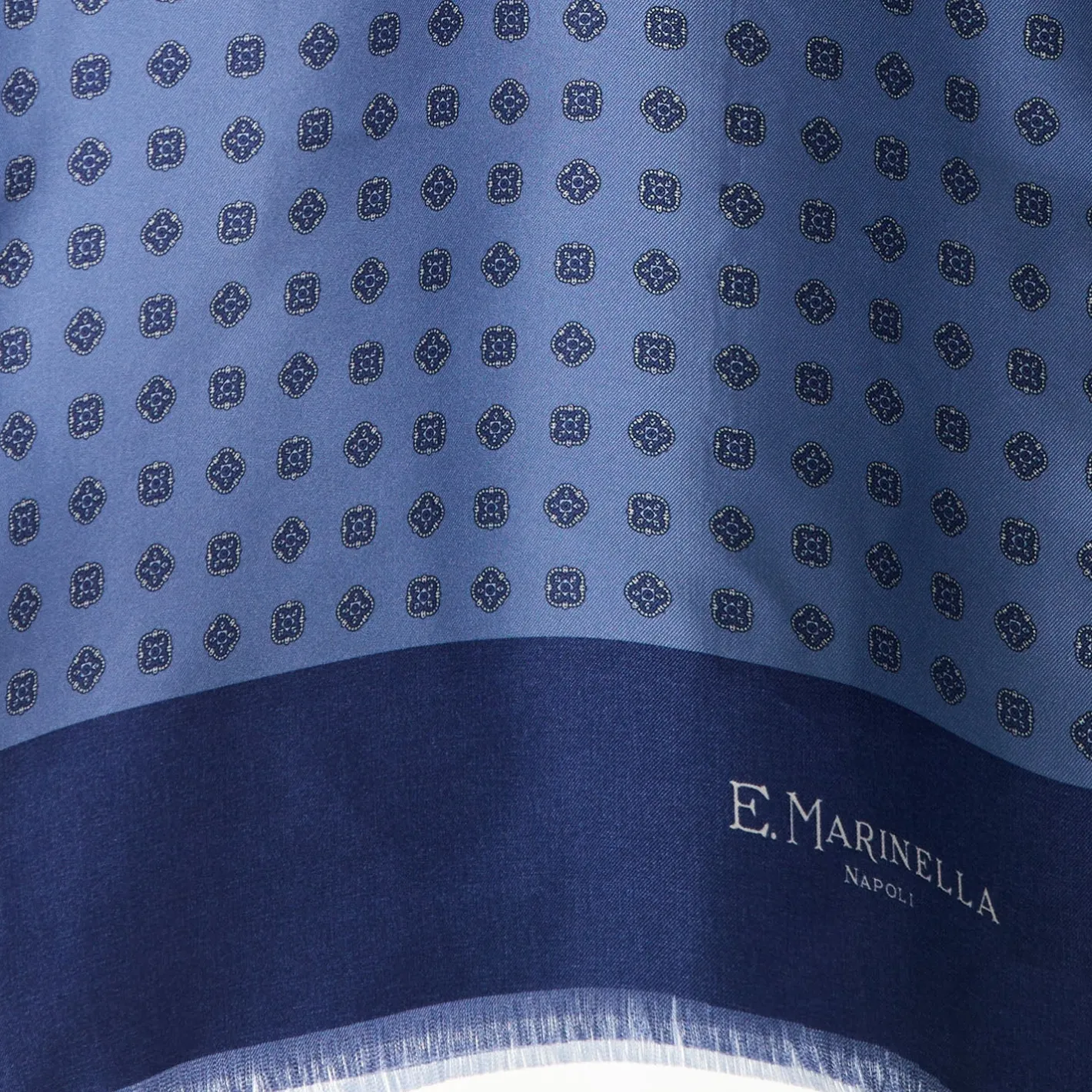 E.Marinella SCIARPA TUBOLARE BLU SCUROIN SETA TWILL Classic daisy New