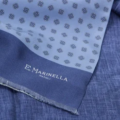 E.Marinella SCIARPA TUBOLARE BLU SCUROIN SETA TWILL Classic daisy New