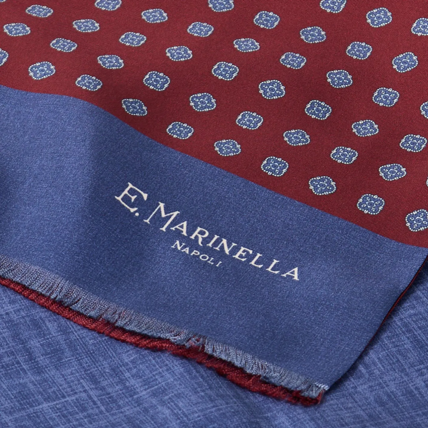 E.Marinella SCIARPA TUBOLARE BORDEAUXIN SETA TWILL Classic daisy Best