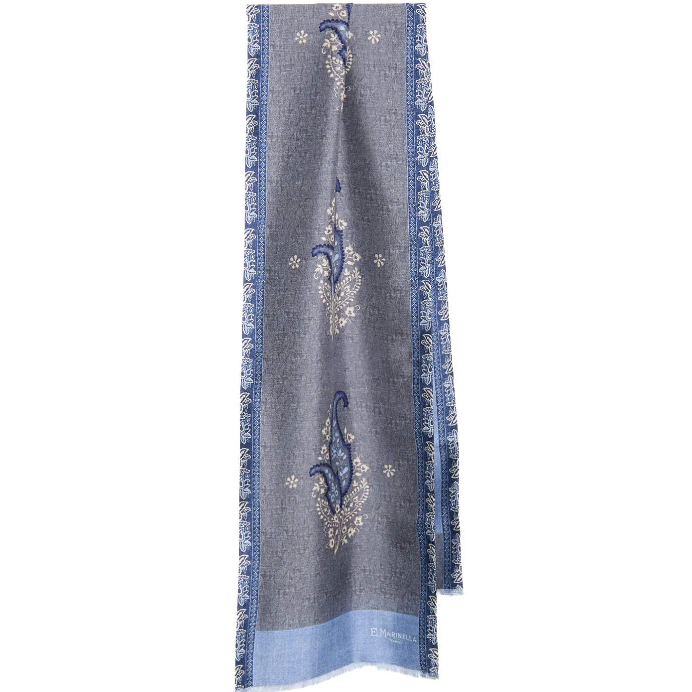 E.Marinella SCIARPA TUBOLARE GRIGIA IN SETA TWILL Paisley pattern Sale