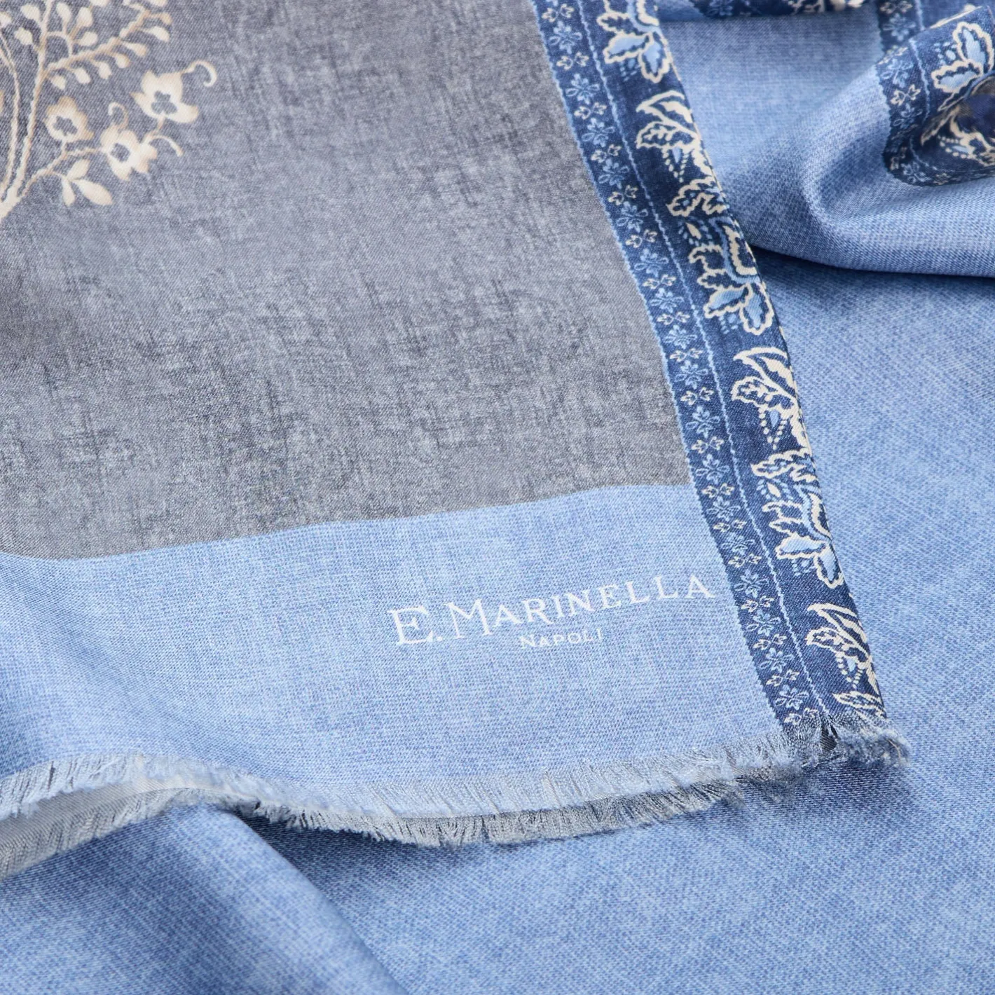 E.Marinella SCIARPA TUBOLARE GRIGIA IN SETA TWILL Paisley pattern Sale