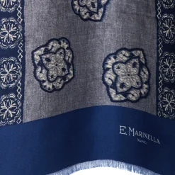 E.Marinella SCIARPA TUBOLARE GRIGIO SCURO IN SETA TWILL Classic daisy Online