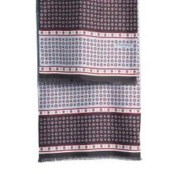 E.Marinella SCIARPA TUBOLARE GRIGIO SCURO IN SETA TWILL Busy pattern Outlet