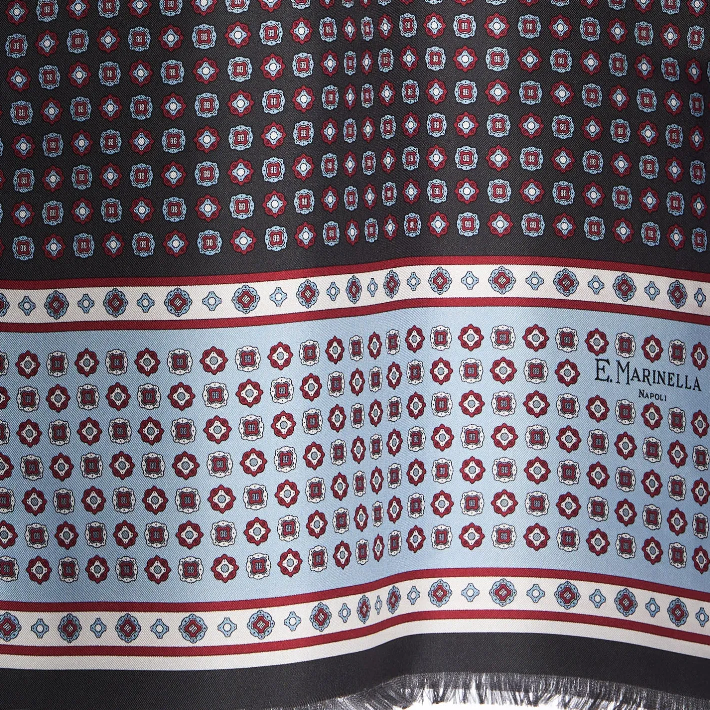 E.Marinella SCIARPA TUBOLARE GRIGIO SCURO IN SETA TWILL Busy pattern Outlet