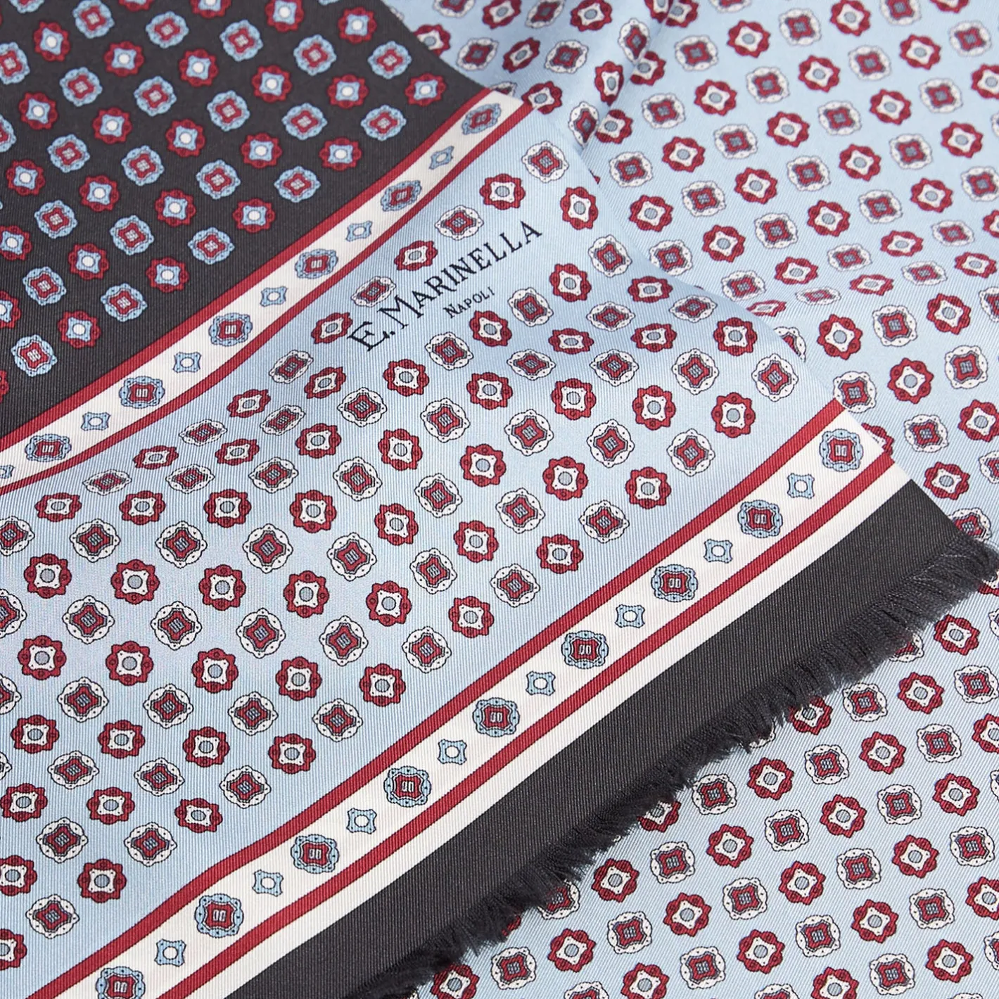 E.Marinella SCIARPA TUBOLARE GRIGIO SCURO IN SETA TWILL Busy pattern Outlet