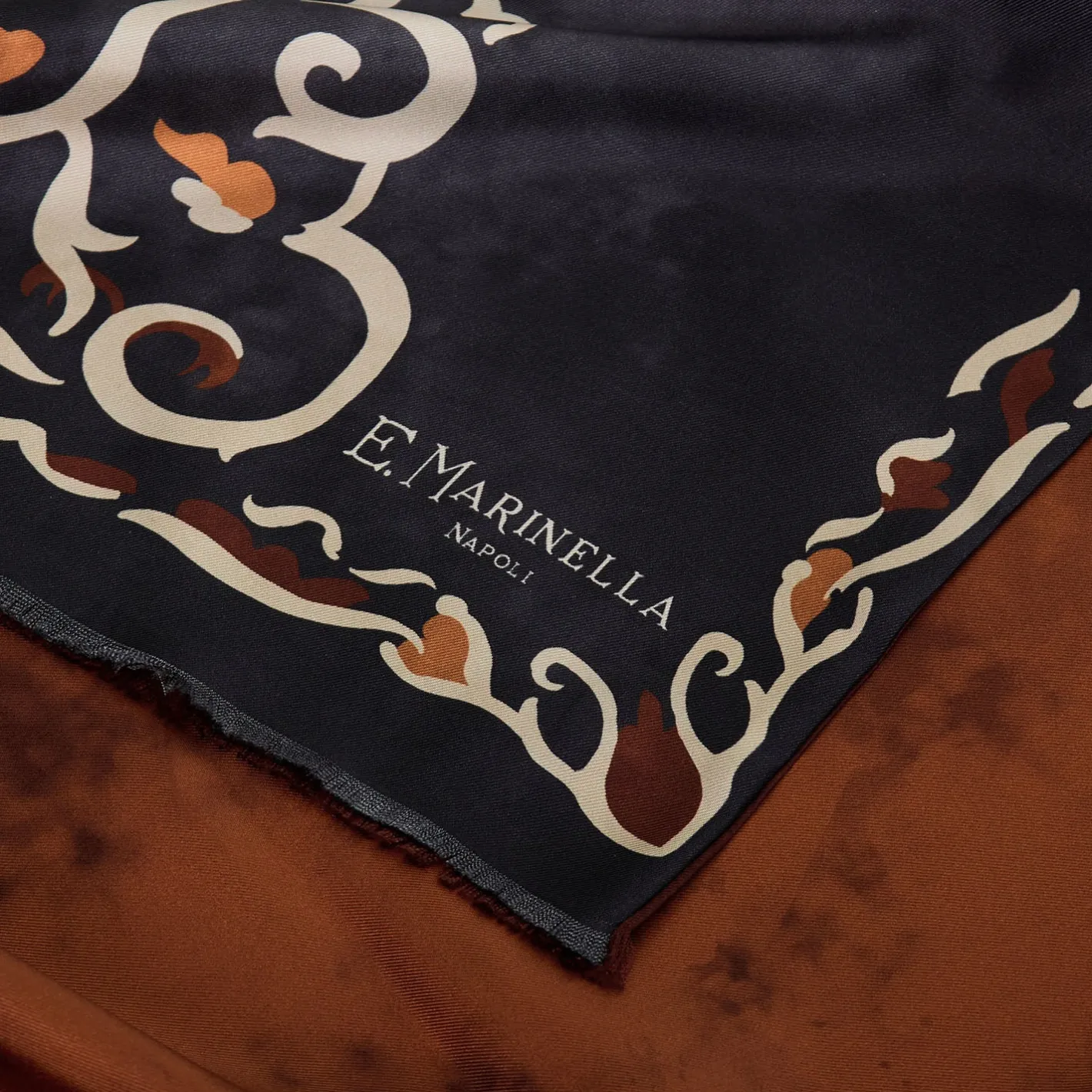 E.Marinella SCIARPA TUBOLARE GRIGIO SCURO IN SETA TWILL Classic daisy Discount