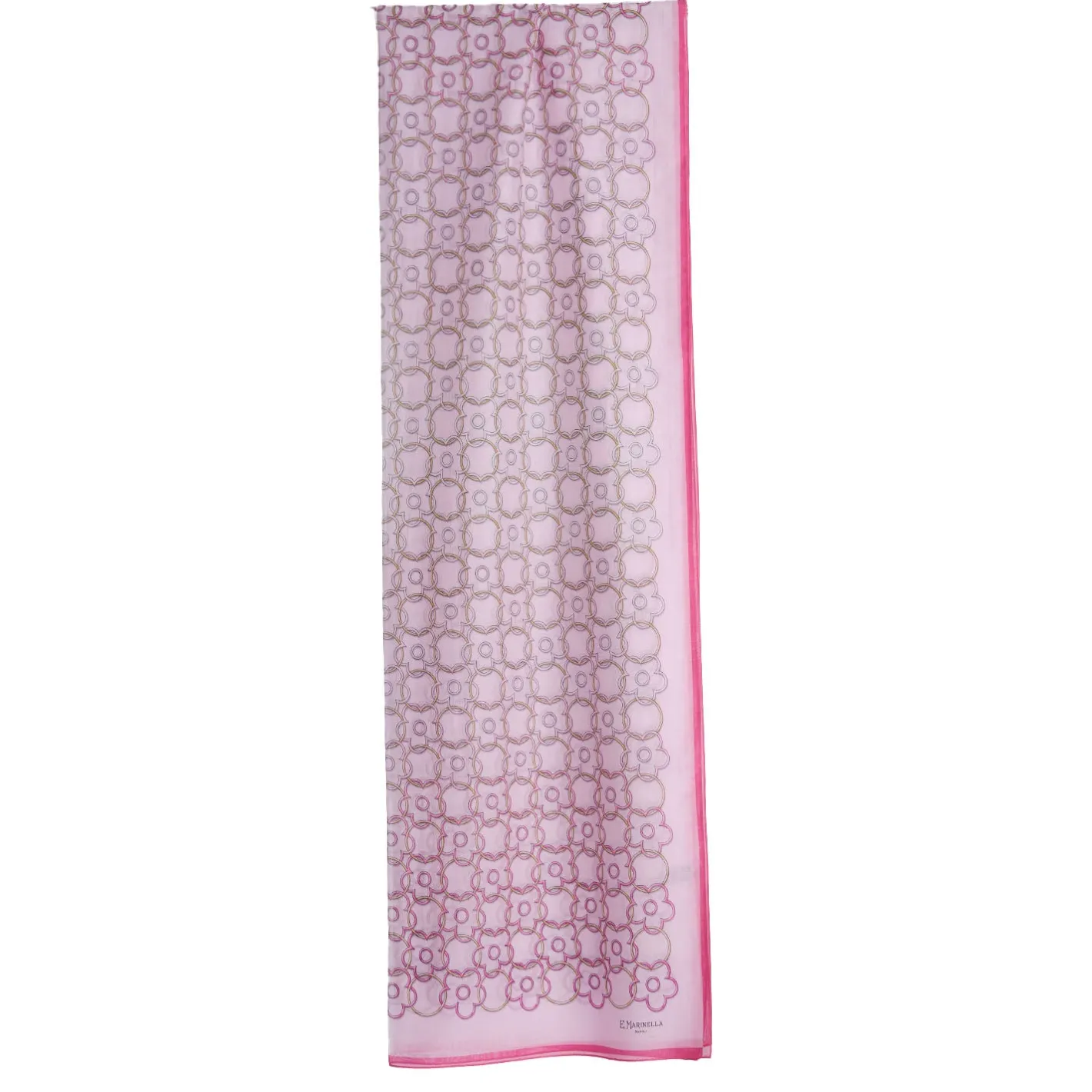 E.Marinella SCIARPA TUBOLARE IN VOILE DI COTONE E SETA ROSA Fiore monogram 100 Hot