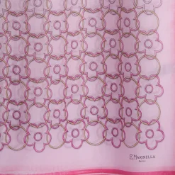 E.Marinella SCIARPA TUBOLARE IN VOILE DI COTONE E SETA ROSA Fiore monogram 100 Hot