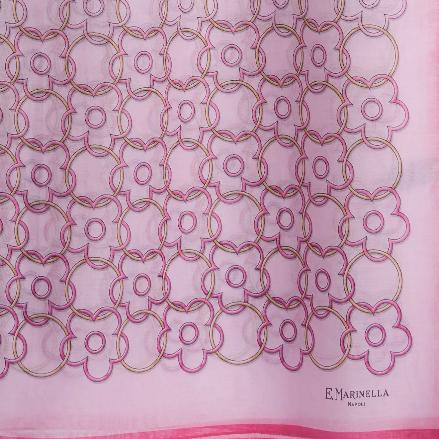 E.Marinella SCIARPA TUBOLARE IN VOILE DI COTONE E SETA ROSA Fiore monogram 100 Hot