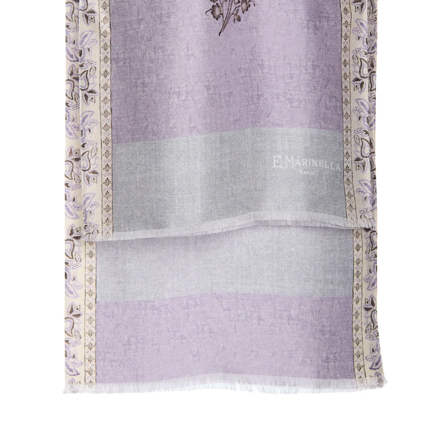 E.Marinella SCIARPA TUBOLARE LILLA IN SETA TWILL Paisley pattern Outlet