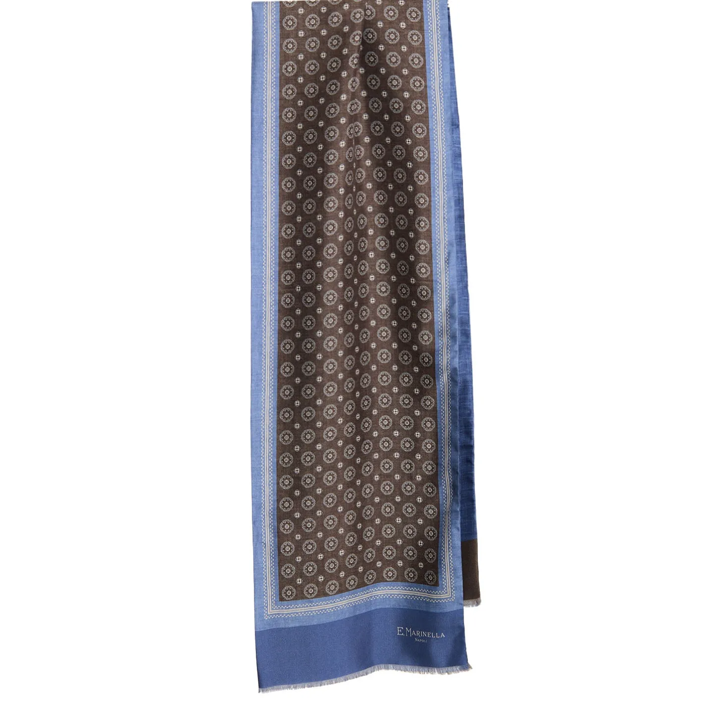 E.Marinella SCIARPA TUBOLARE MARRONE IN SETA TWILL Classic daisy Sale