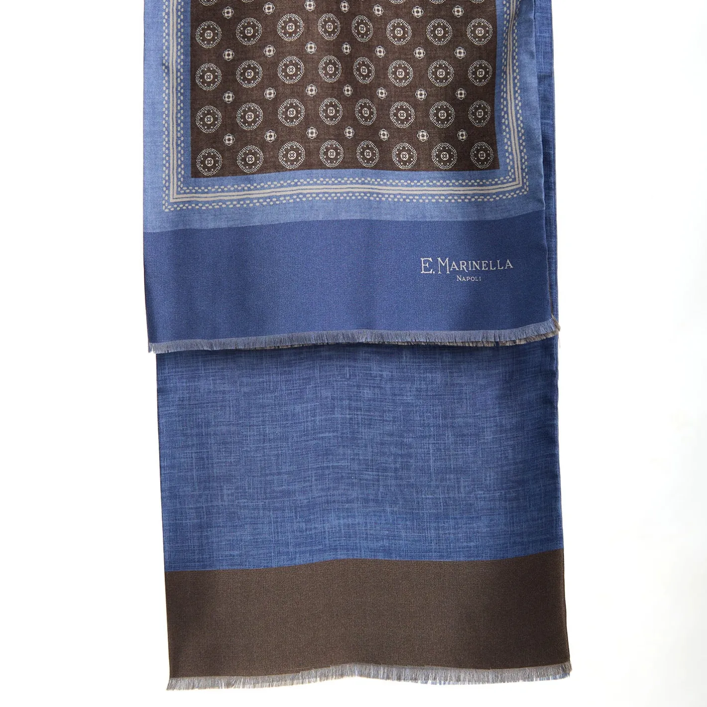 E.Marinella SCIARPA TUBOLARE MARRONE IN SETA TWILL Classic daisy Sale