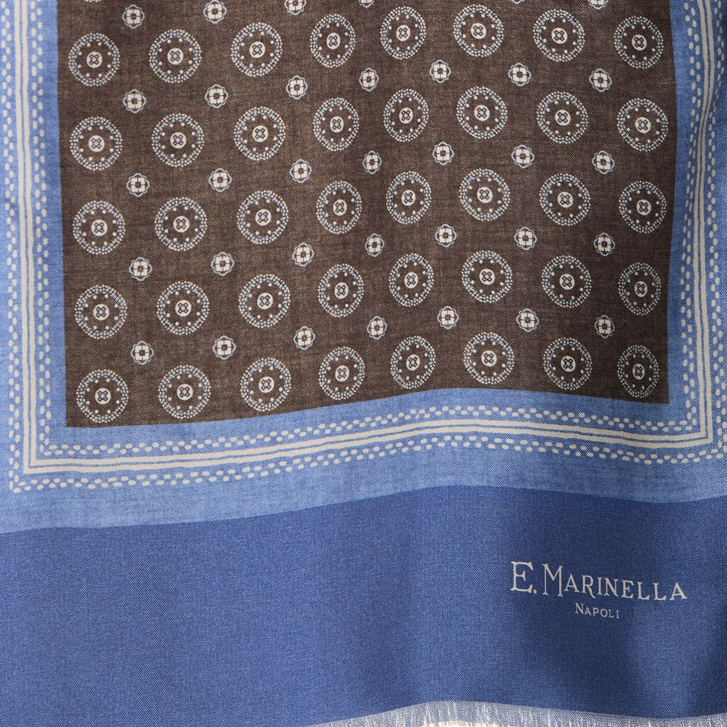 E.Marinella SCIARPA TUBOLARE MARRONE IN SETA TWILL Classic daisy Sale