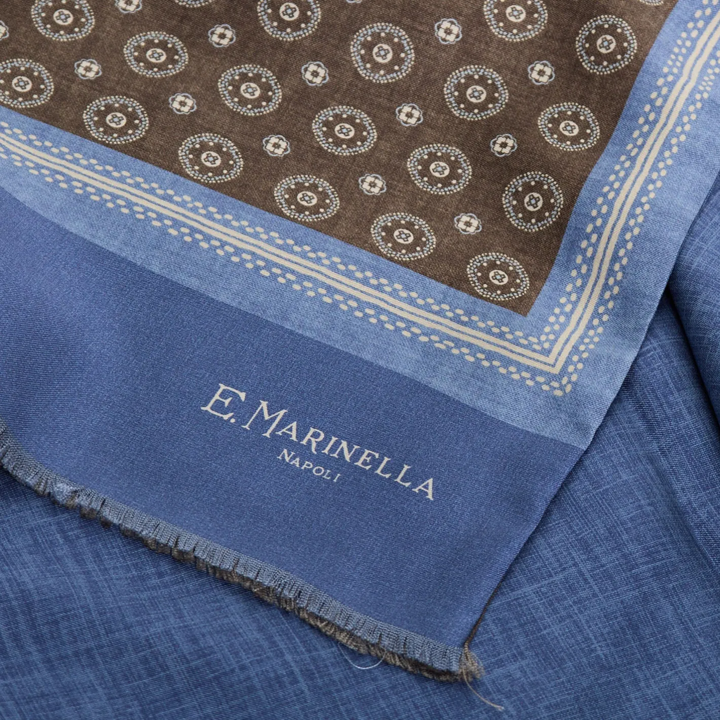 E.Marinella SCIARPA TUBOLARE MARRONE IN SETA TWILL Classic daisy Sale