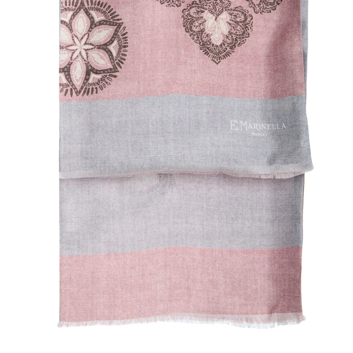E.Marinella SCIARPA TUBOLARE ROSA IN SETA TWILL Busy pattern Best
