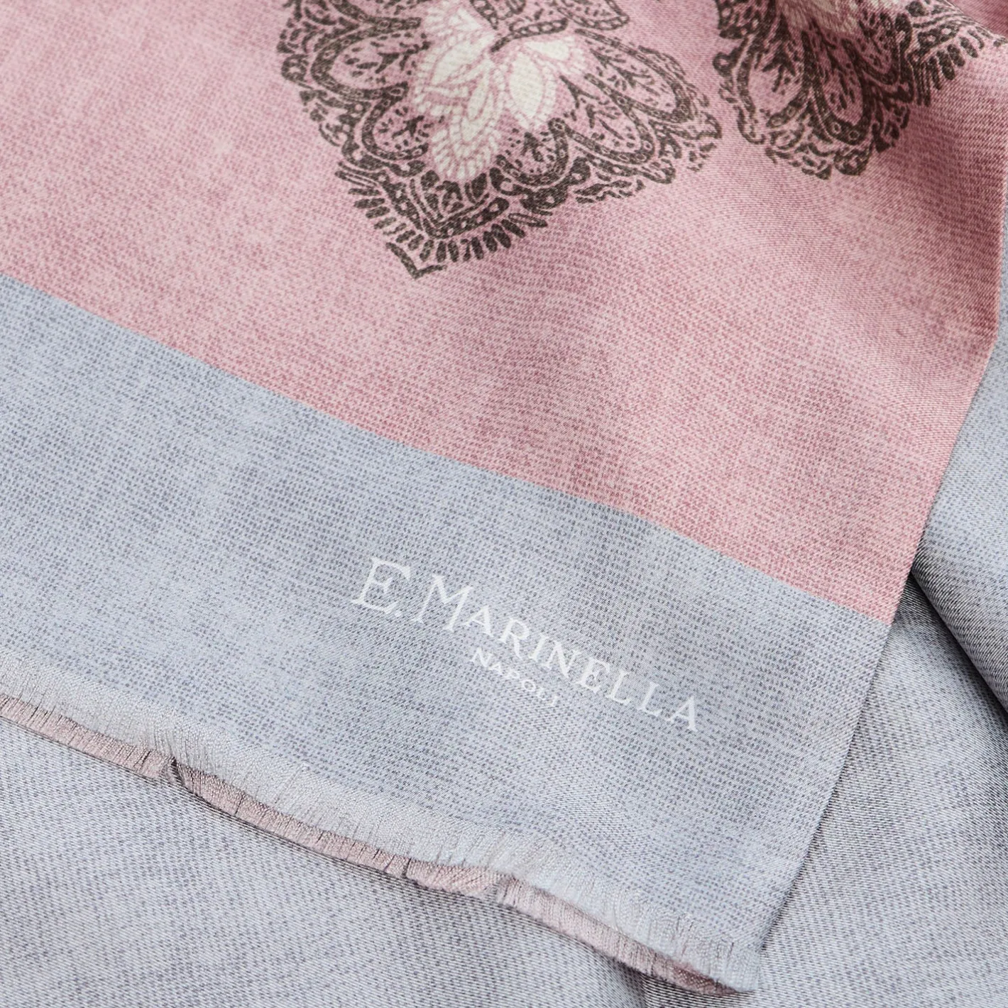 E.Marinella SCIARPA TUBOLARE ROSA IN SETA TWILL Busy pattern Best