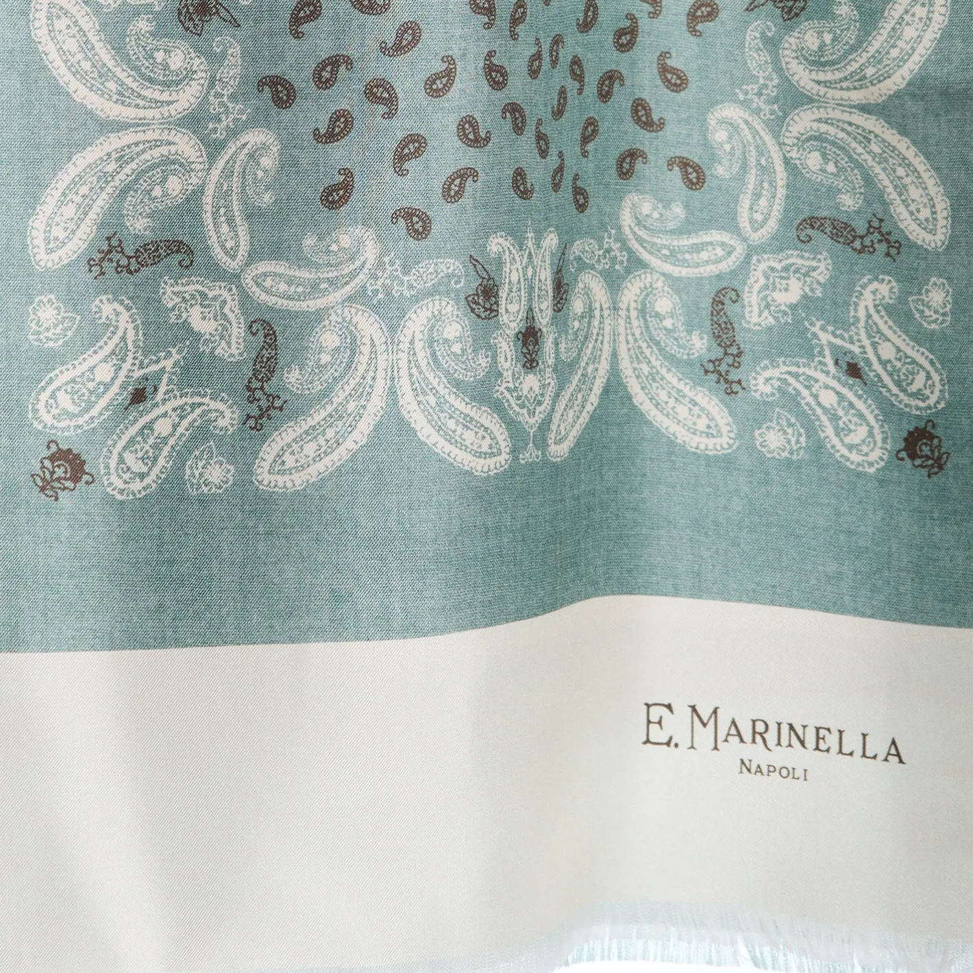 E.Marinella SCIARPA TUBOLARE VERDE CHIARO IN SETA TWILL Busy pattern Hot