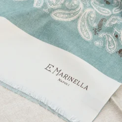 E.Marinella SCIARPA TUBOLARE VERDE CHIARO IN SETA TWILL Busy pattern Hot
