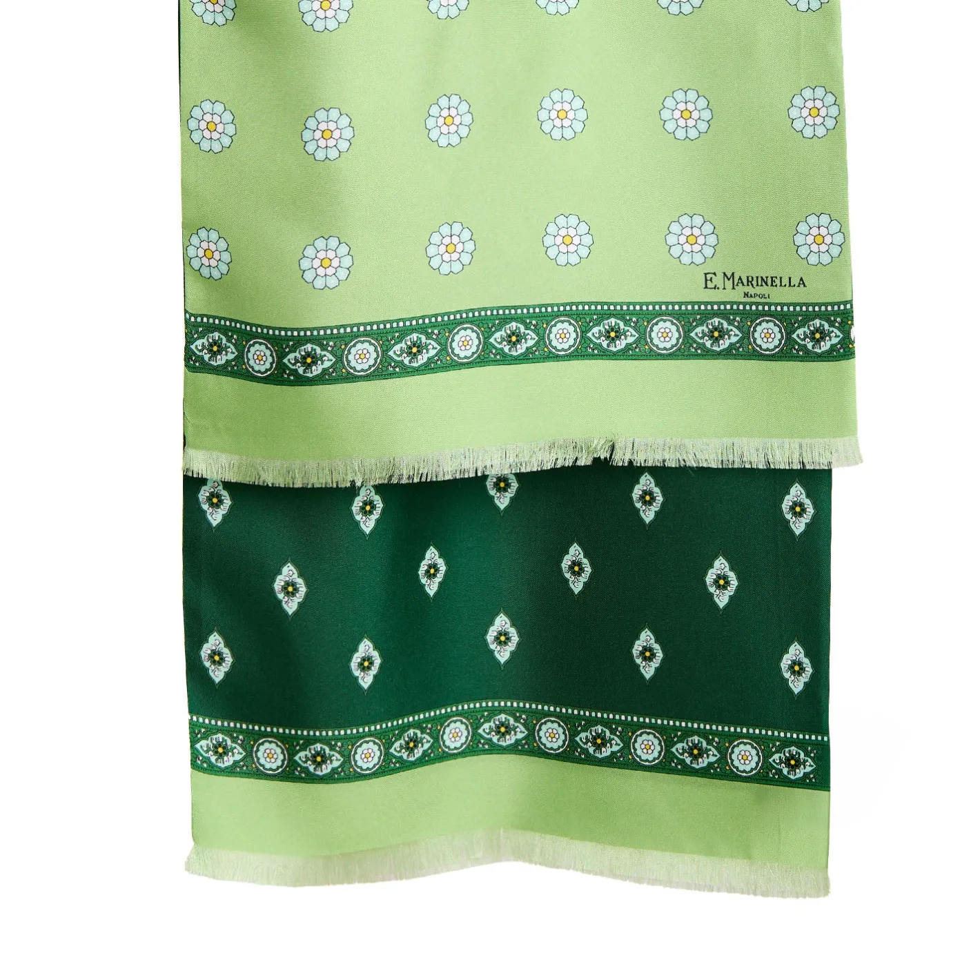 E.Marinella SCIARPA TUBOLARE VERDE IN SETA TWILL Geometric harmony Sale