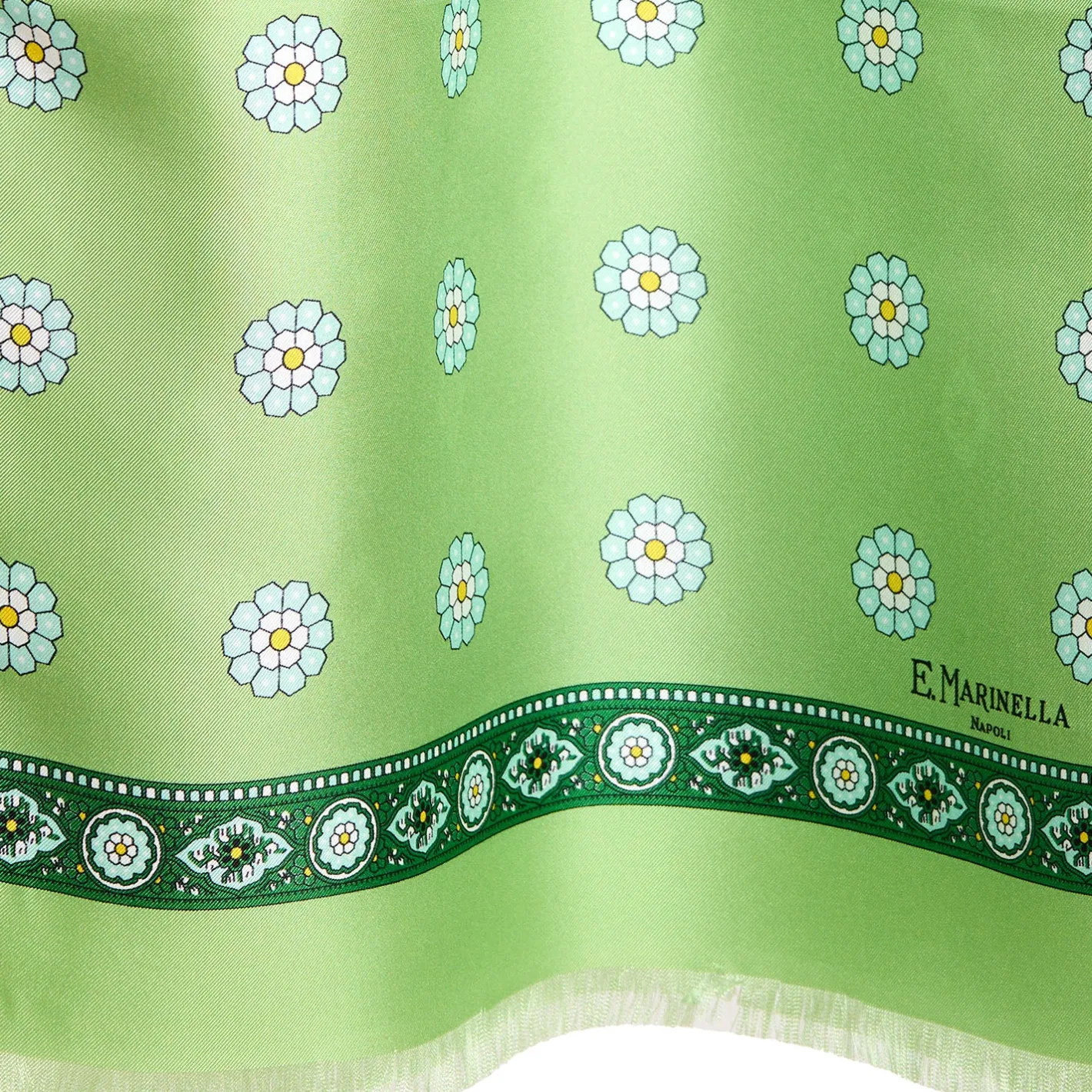 E.Marinella SCIARPA TUBOLARE VERDE IN SETA TWILL Geometric harmony Sale