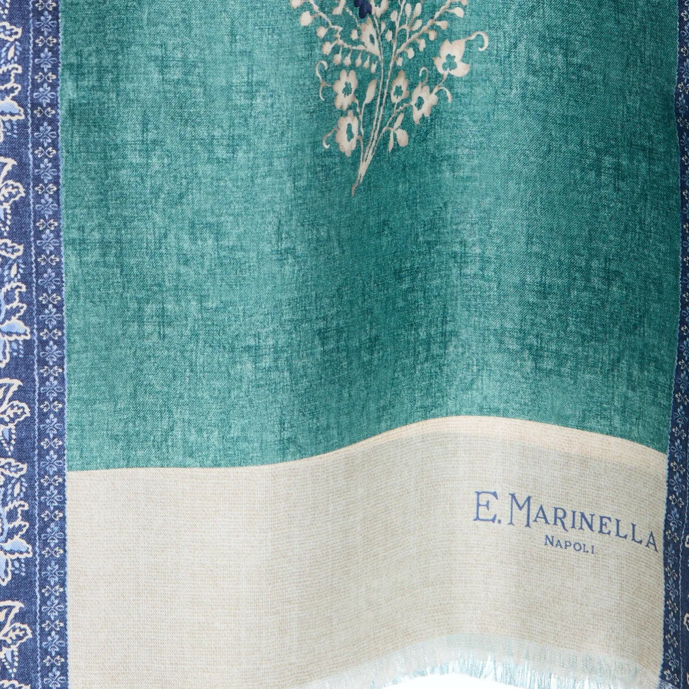 E.Marinella SCIARPA TUBOLARE VERDE IN SETA TWILL Paisley pattern New