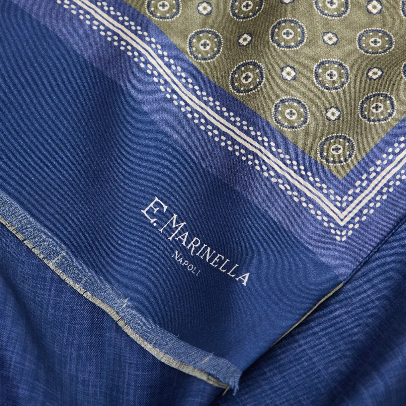 E.Marinella SCIARPA TUBOLARE VERDE IN SETA TWILL Classic daisy Sale
