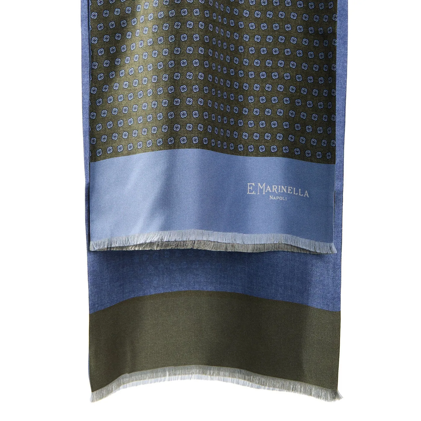 E.Marinella SCIARPA TUBOLARE VERDE IN SETA TWILL Classic daisy Sale