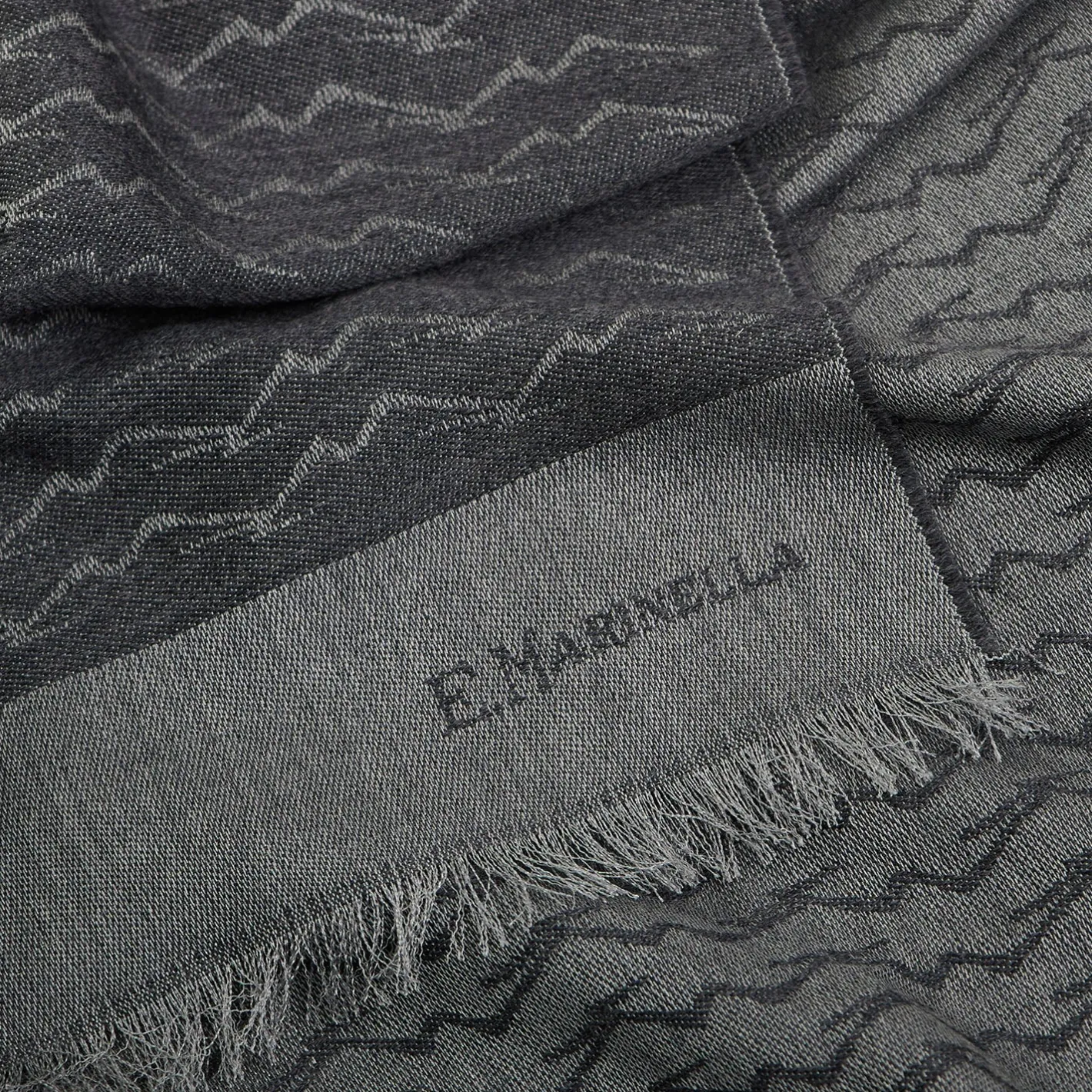 E.Marinella SCIARPA VESUVIO GRIGIO SCURO In lana e seta