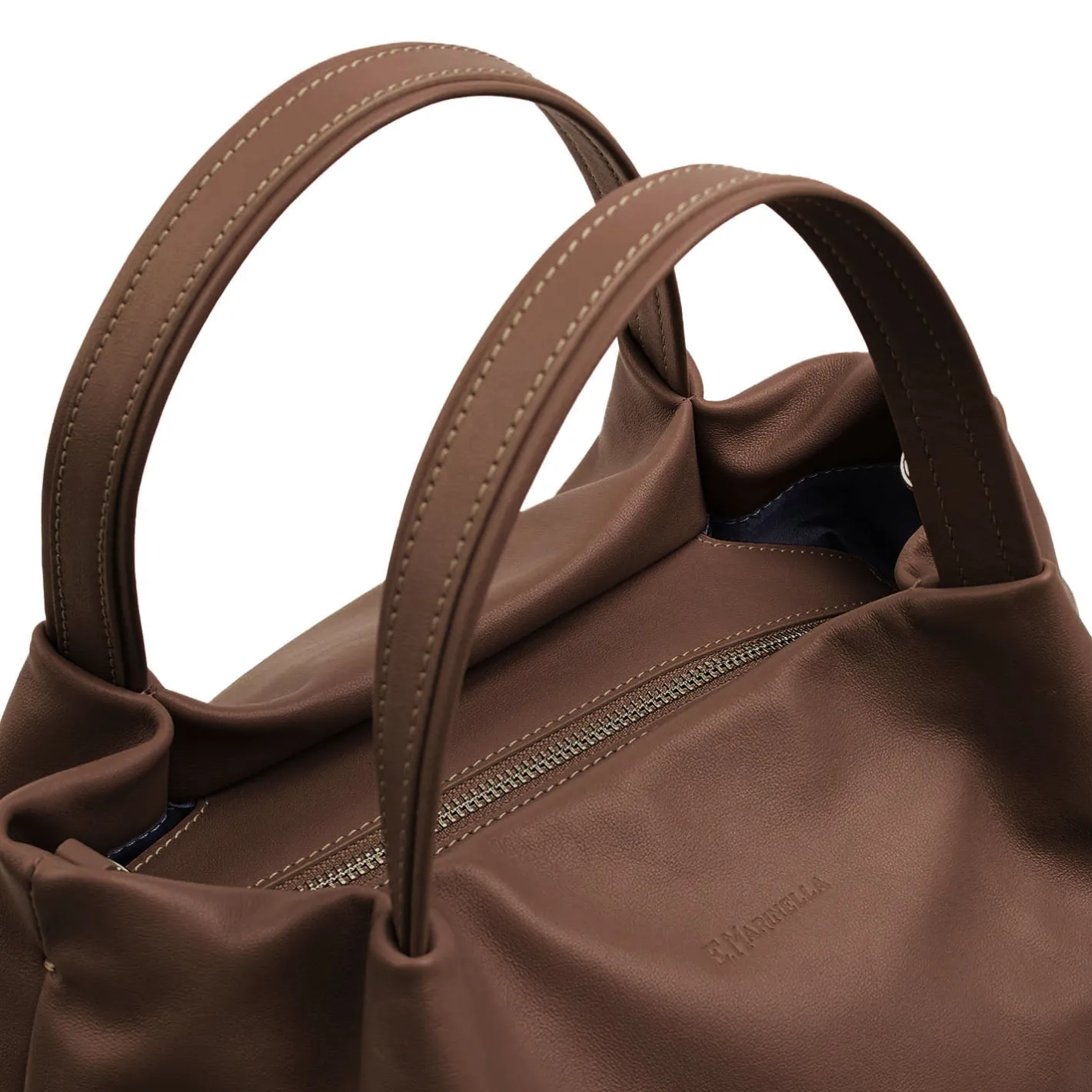 E.Marinella SOFT BAG MARRONE SCURO In pelle liscia Sale