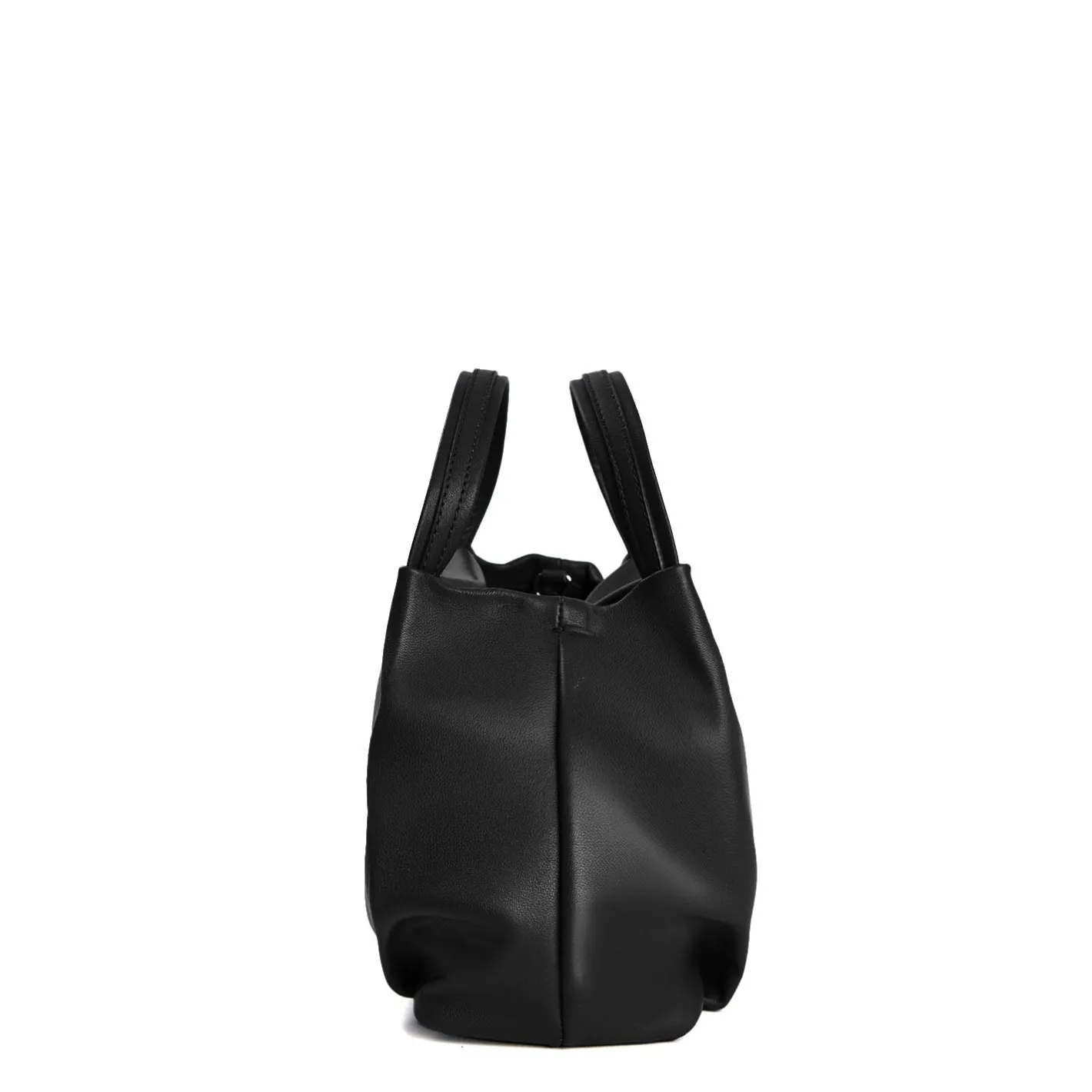 E.Marinella SOFT MINI BAG NERA In pelle liscia