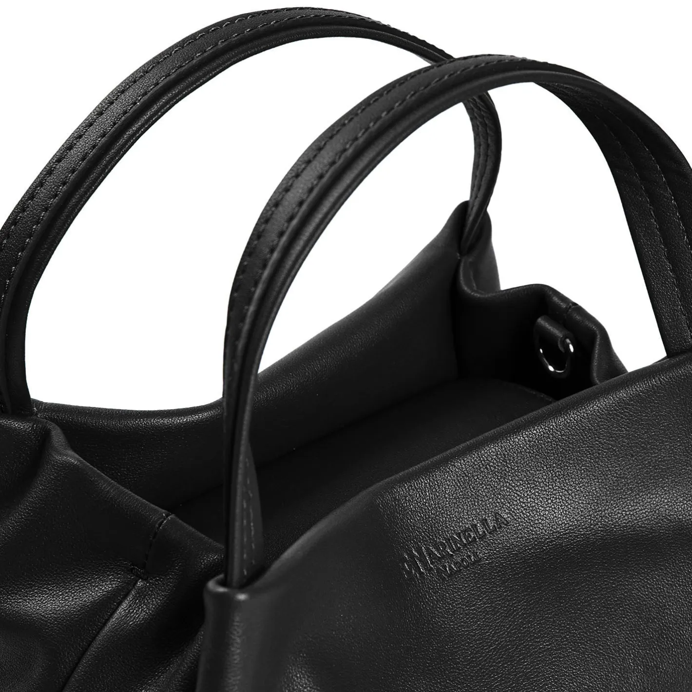 E.Marinella SOFT MINI BAG NERA In pelle liscia
