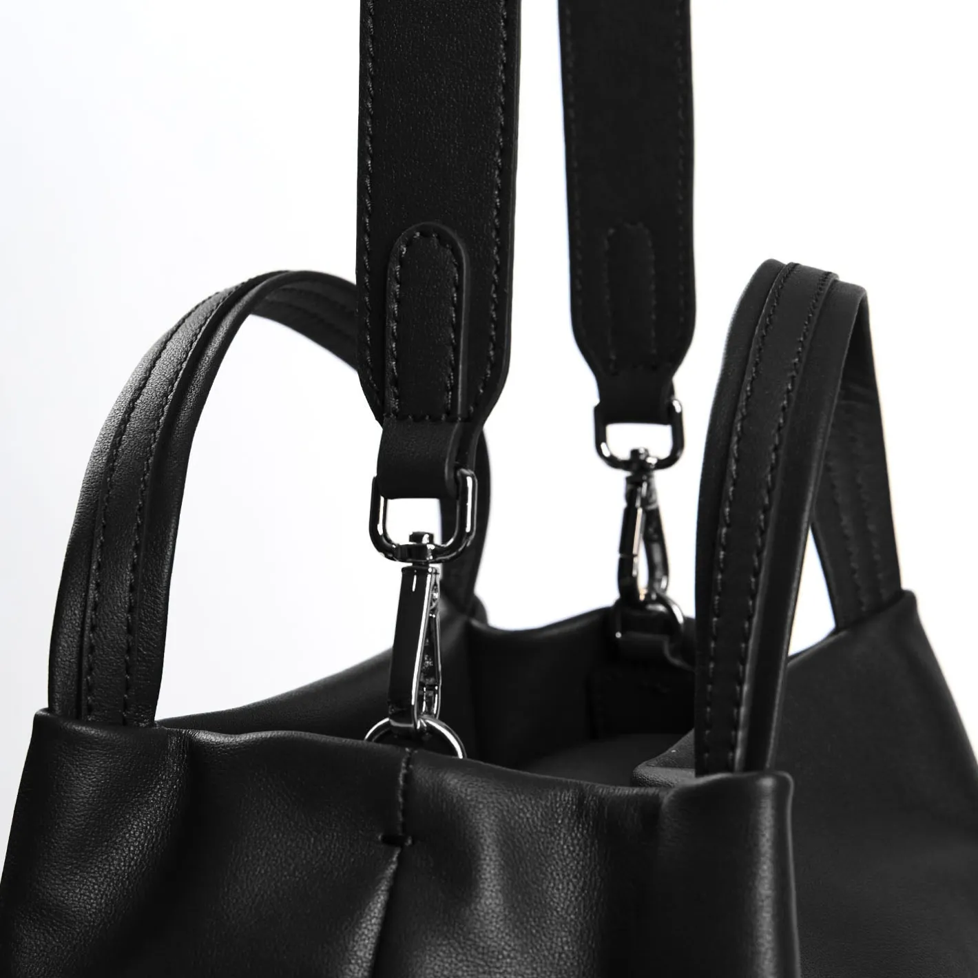 E.Marinella SOFT MINI BAG NERA In pelle liscia
