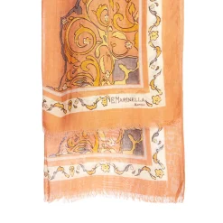 E.Marinella STOLA ARANCIONE IN LANA Fantasia medaglioni Discount