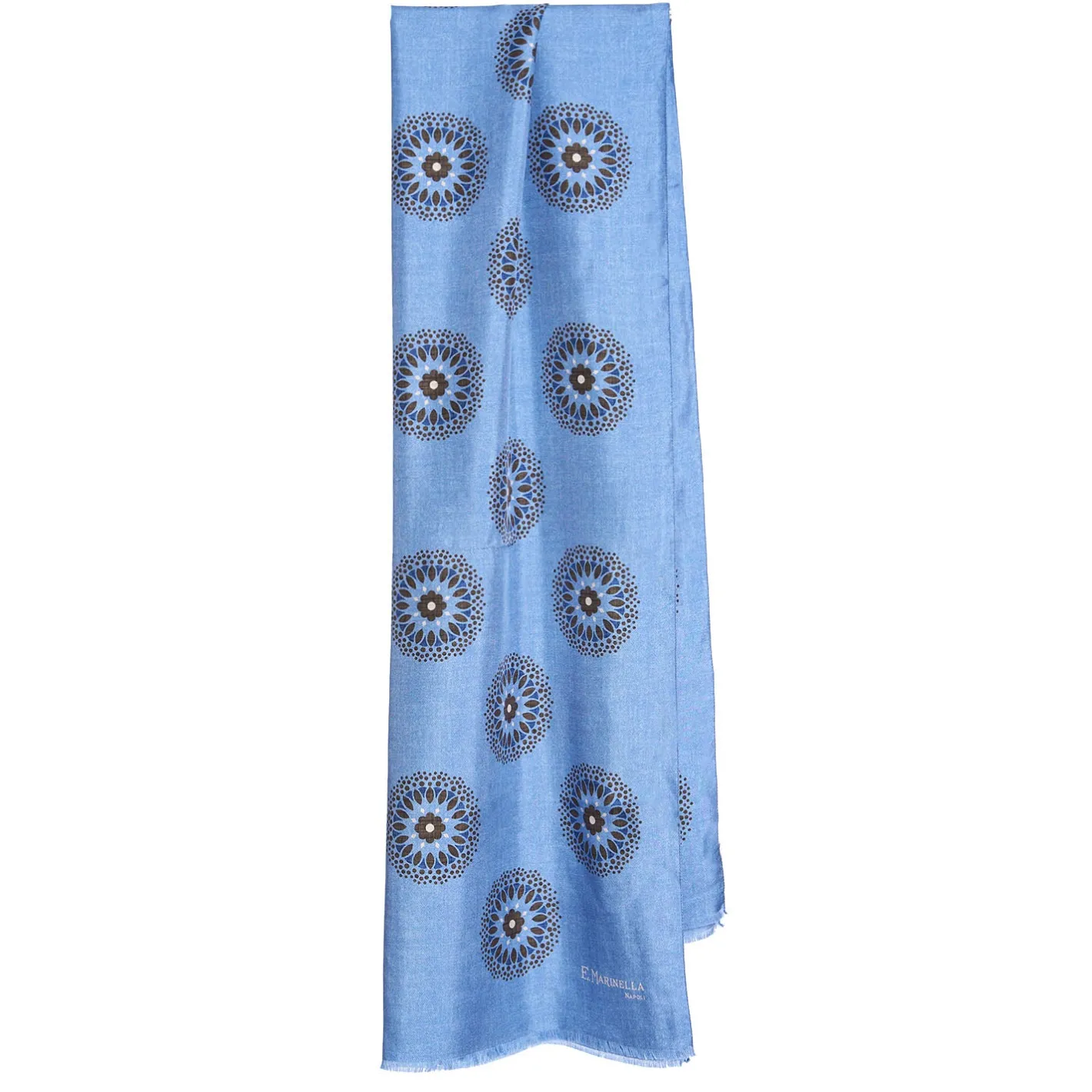 E.Marinella STOLA AZZURRA IN SETA MADDER Collezione floreale Clearance