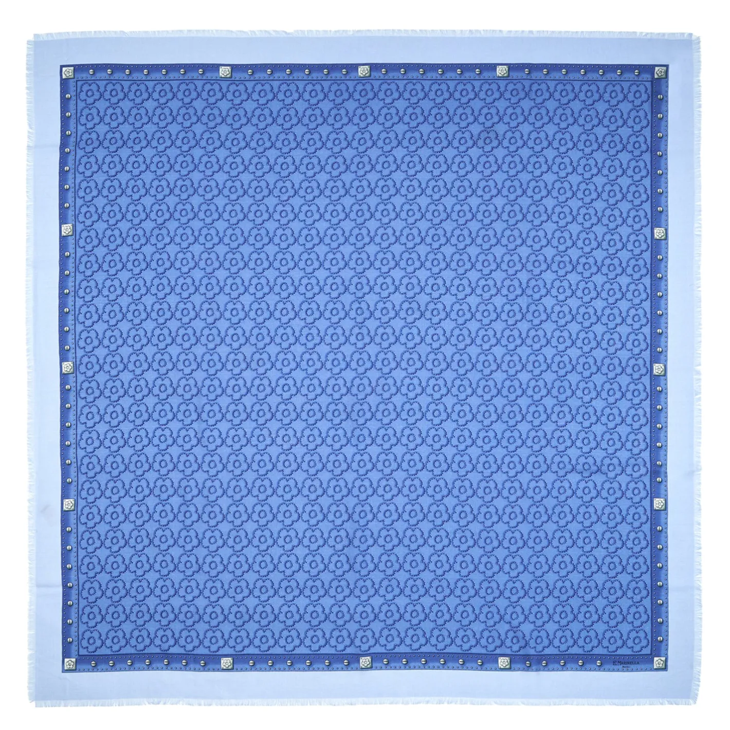 E.Marinella STOLA AZZURRO POLVERE 115 IN LANA, SETA E CASHMERE Fiori d’archivio Hot