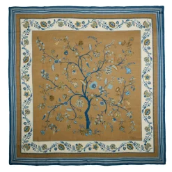 E.Marinella STOLA BEIGE 140 IN LANA E CASHMERE Albero della vita Clearance