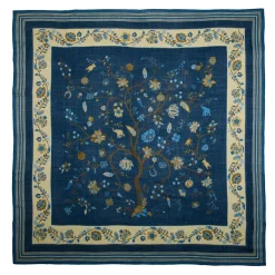 E.Marinella STOLA BLU 140 IN LANA E CASHMERE Albero della vita Clearance