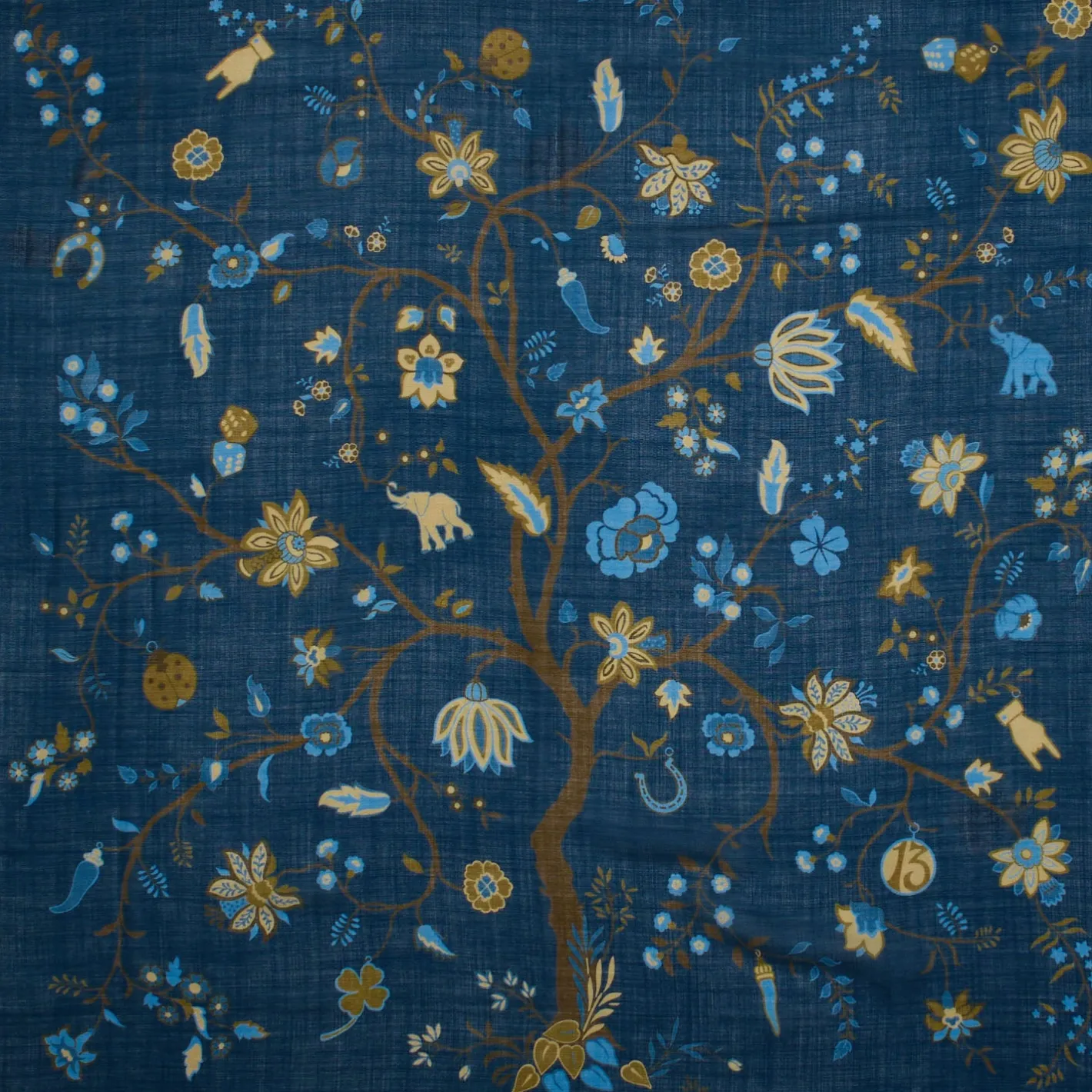 E.Marinella STOLA BLU 140 IN LANA E CASHMERE Albero della vita Clearance
